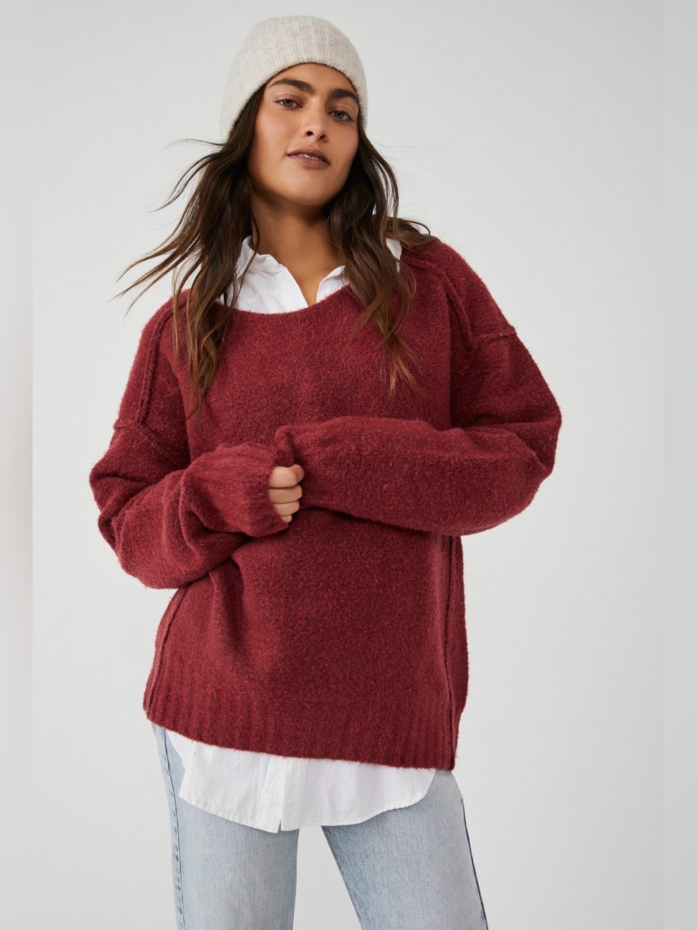 We The Free by Free People Care Eastwood Tunic Sweater in Rhubarb Heather M